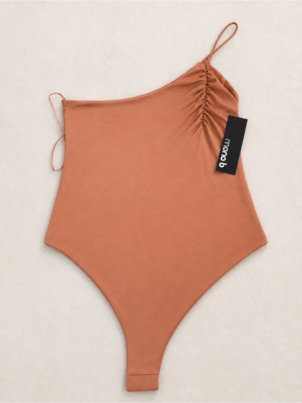 Mona B One-Shoulder Rust Swimsuit with Gathered Detail